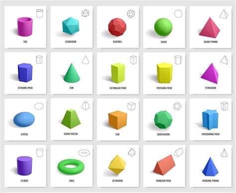 Realistic 3d geometric shapes. Basic geometry prism, cube ...