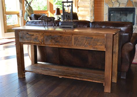 Reclaimed Teton 3 drawer Sofa Table | Rustic Furniture ...