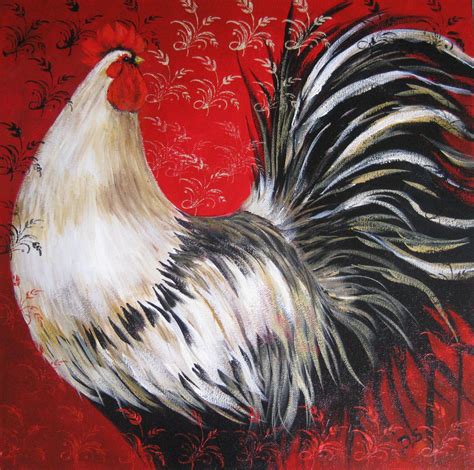Red and Black Rooster | Rooster painting, Rooster art, Chicken painting