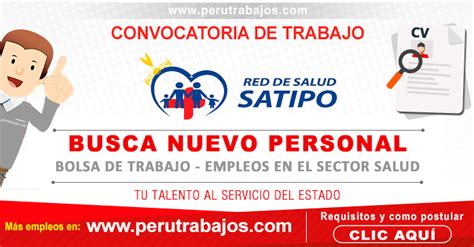 RED DE SALUD SATIPO CONVOCATORIAS 2021   Empleos/Prácticas/CAS