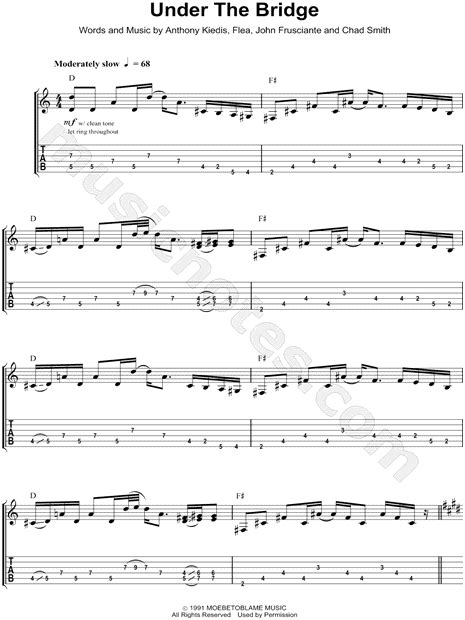 Red Hot Chili Peppers  Under the Bridge  Guitar Tab in C ...