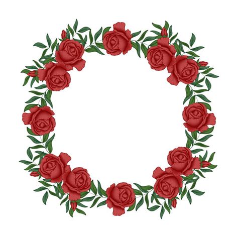 Red Rose Floral Wreath Circle Border, Border, Circle, Frame PNG and ...