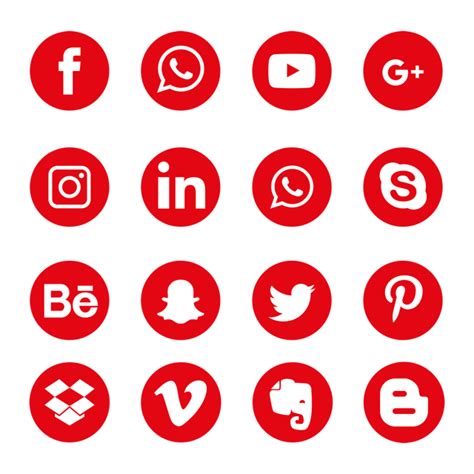 Red Social Media Icons Set Logo Symbol, Social, Media ...