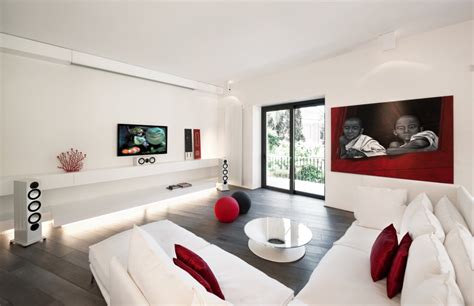 red white modern minimalist living room | Interior Design ...