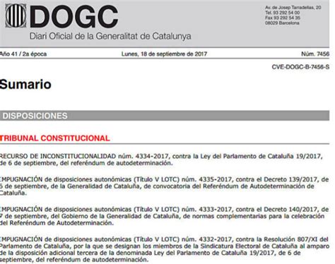 Referéndum Cataluña 1 O: El boletín oficial de la Generalitat publica ...