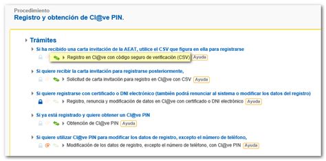Registro por internet con CSV   Agencia Tributaria