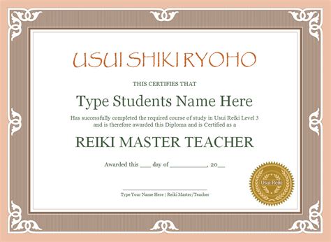 Reiki Certificates 121 2 | Certified Usui Reiki Master ...