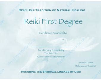 Reiki certificates | Etsy