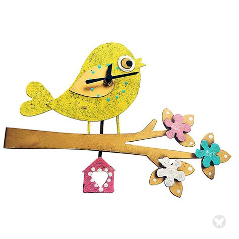 Relojes divertidos :: Reloj lateral pájaro en rama amarillo