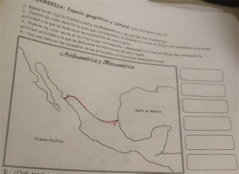 remarca con rojo la frontera de Mesoamérica y dáselos ríos ...
