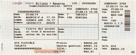RENFE. Billete tren INTERCITY Madrid P.A.   Cuenca AVE  2014  | Tren ...