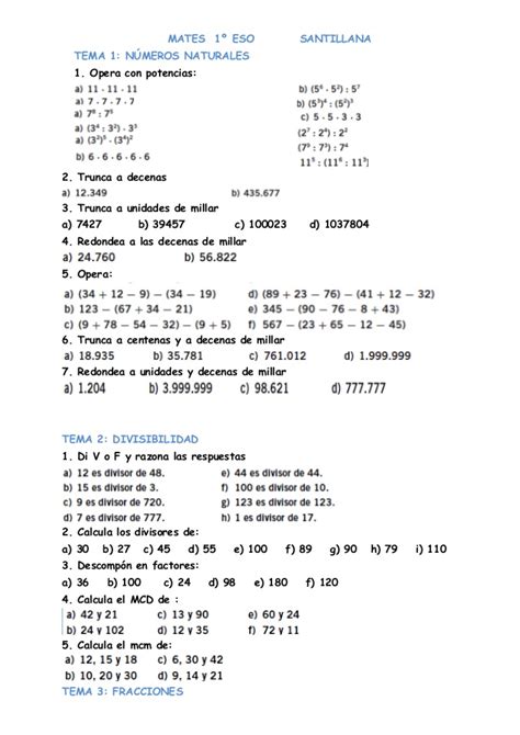 Repaso mates 1º eso santillana libro