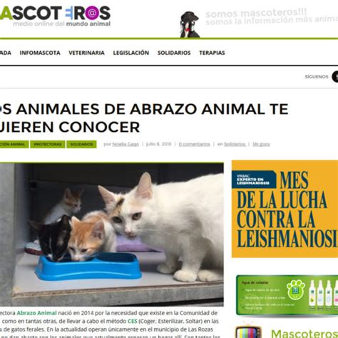 Reportaje sobre Abrazo Animal publicado en Mascoteros   Abrazo Animal