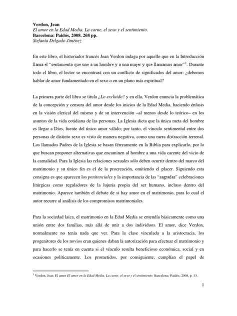 Reseña de  El amor en la Edad Media   Jean Verdon  | Baja Edad Media ...