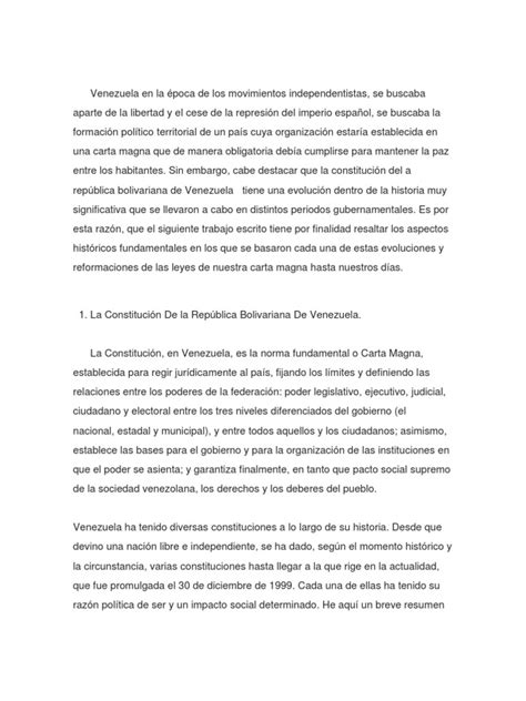 reseña histórica de la constitucion de venezuela ...