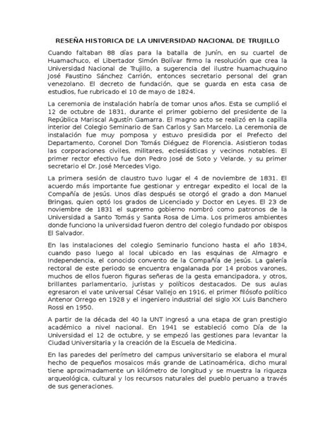 Reseña Historica de La Universidad Nacional de Trujillo | Universidad ...