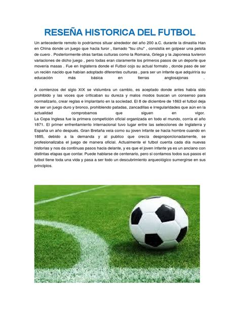 Reseña Historica Del Futbol