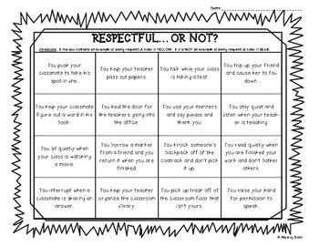 Respectful...Or Not? Color Sorting Worksheet   Citizenship ...