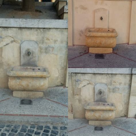 Restauración de Fuente Peana y Bancos de Marmol Rosa Valencia en  plaça ...