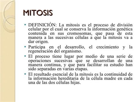 Resultado de imagen de definicion de mitosis | Mitosis, Definiciones ...