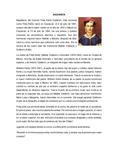 Resultado de imagen para biografia de frida kahlo | Biografía de frida ...