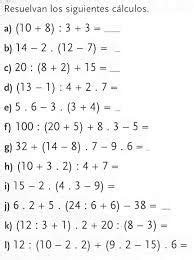 Resultado de imagen para calculos combinados resueltos | Ejercicios ...