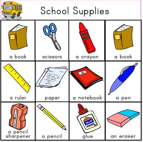 Resultado de imagen para school supplies vocabulary | Ingles para ...
