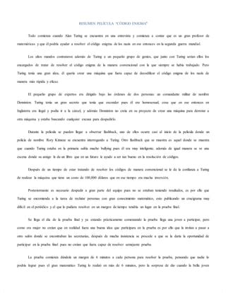 Resumen pelicula codigo enigma | PDF
