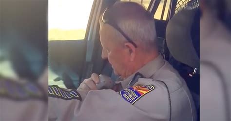 Retiring Arizona state trooper is fighting back tears as ...