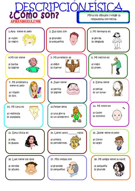 Retiro 4ºC: Descripción de personas   tarjetas de ayuda