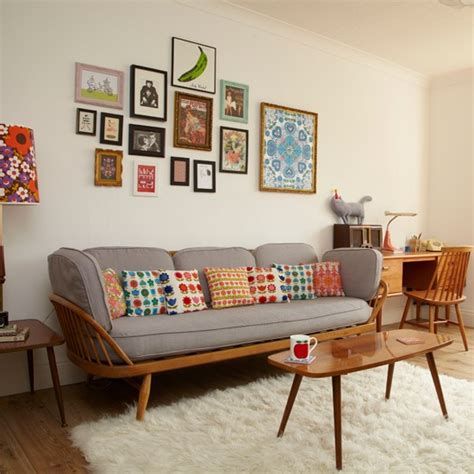 Retro living room with pretty prints | Living room ...