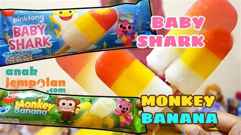 Review Ice Cream Baby Shark & Monkey Banana | Walls Pink ...