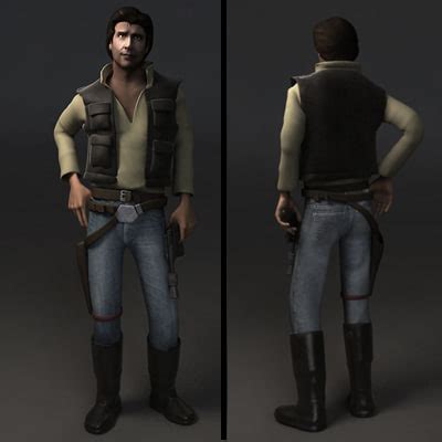 rigged han solo character biped 3d model