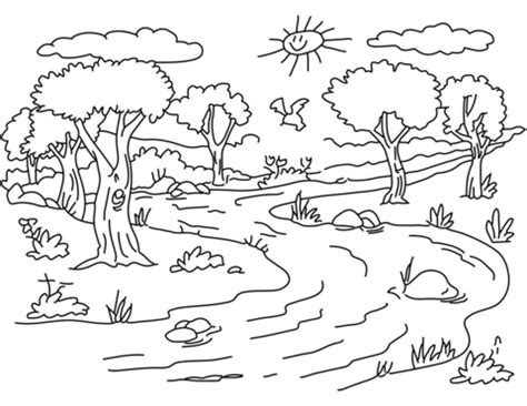 River Landscape coloring page | Free Printable Coloring Pages