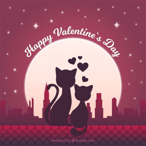 Romantic background with cats in love Vector | Premium ...