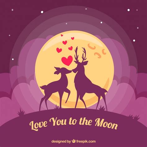 Romantic deer background with romantic message Vector ...