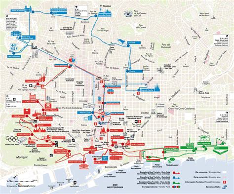 ROUTE MAP of the Barcelona Bus ON and OFF sightseeing ...