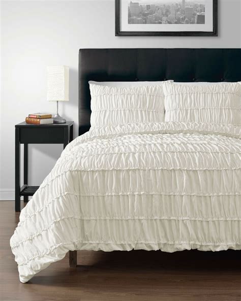 Ruched CREAM 3pc Comforter Set Full, Queen, King, Cal King ...