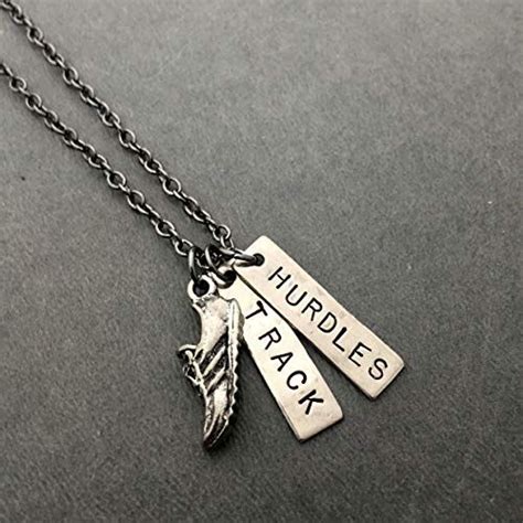 RUN TRACK HURDLES Necklace   Pewter Running Shoe Charm an... https ...