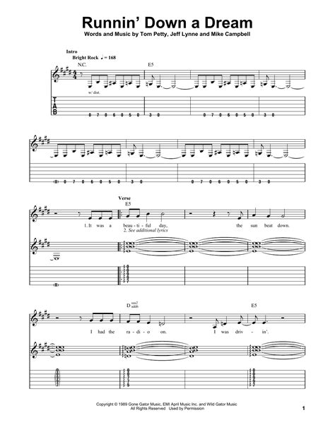Runnin  Down A Dream by Tom Petty   Easy Guitar Tab ...