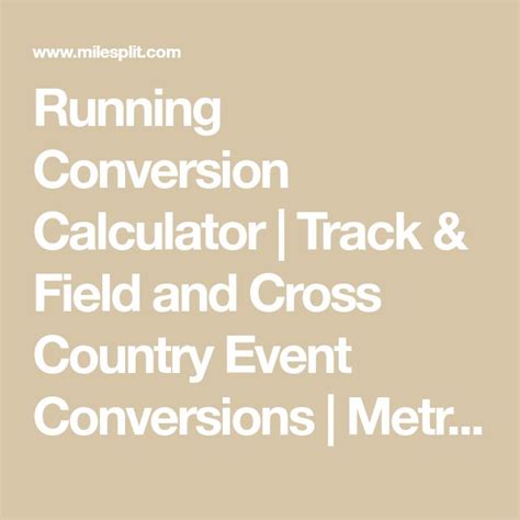 Running Conversion Calculator | Track & Field and Cross ...