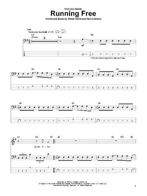 Running Free by Iron Maiden   Bass Tab   Guitar Instructor
