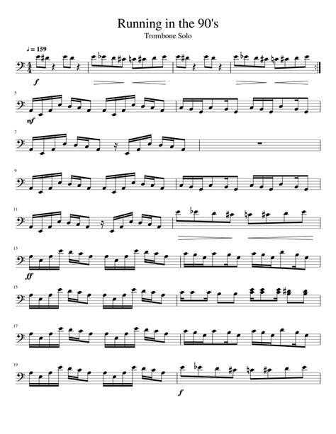 Running in the 90 s   Trombone Solo Sheet music for ...