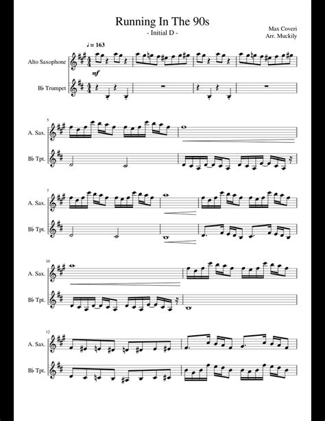 Running In The 90s   Initial D sheet music for Alto ...