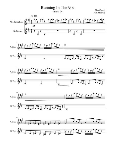 Running In The 90s   Initial D Sheet music for Alto ...