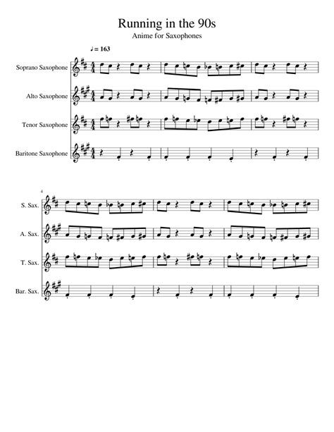 Running in the 90s Sheet music for Soprano Saxophone, Alto ...