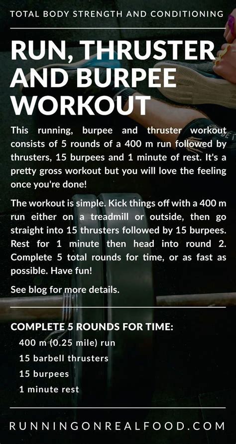 Running, Thruster and Burpee Workout | Burpee workout ...