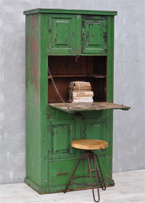 Rustic Vintage Bureau Tall Cabinet Original Green ...