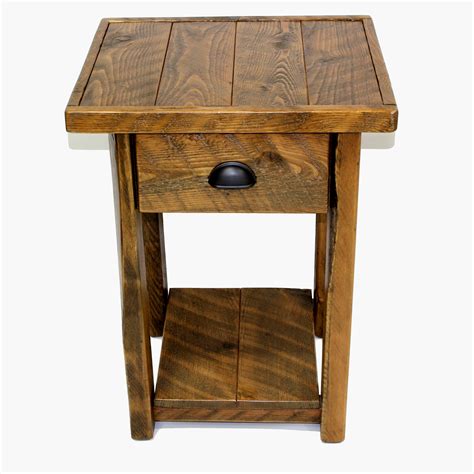 Rustic Wood 1 Drawer Nightstand | Four Corner Furniture ...
