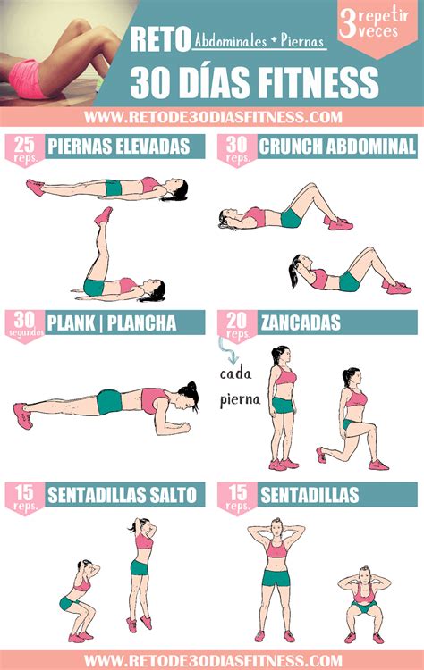 Rutina abdomen y piernas | Workouts Fitness   Reto de 30 días Fitness ...